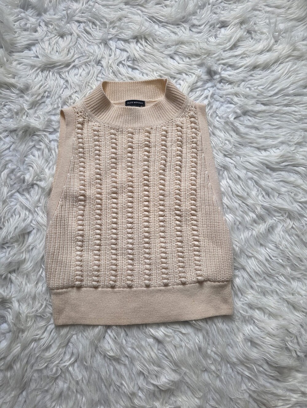 Club Monaco Sleeveless Cowl Knit Vest - Light Beige